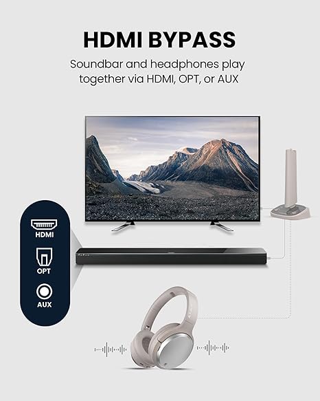 Avantree Crescendo 3D Wireless TV Headphones with 3D Surround Sound, HDMI ARC Passthrough & Universal TV Compatibility – Long-Lasting Design