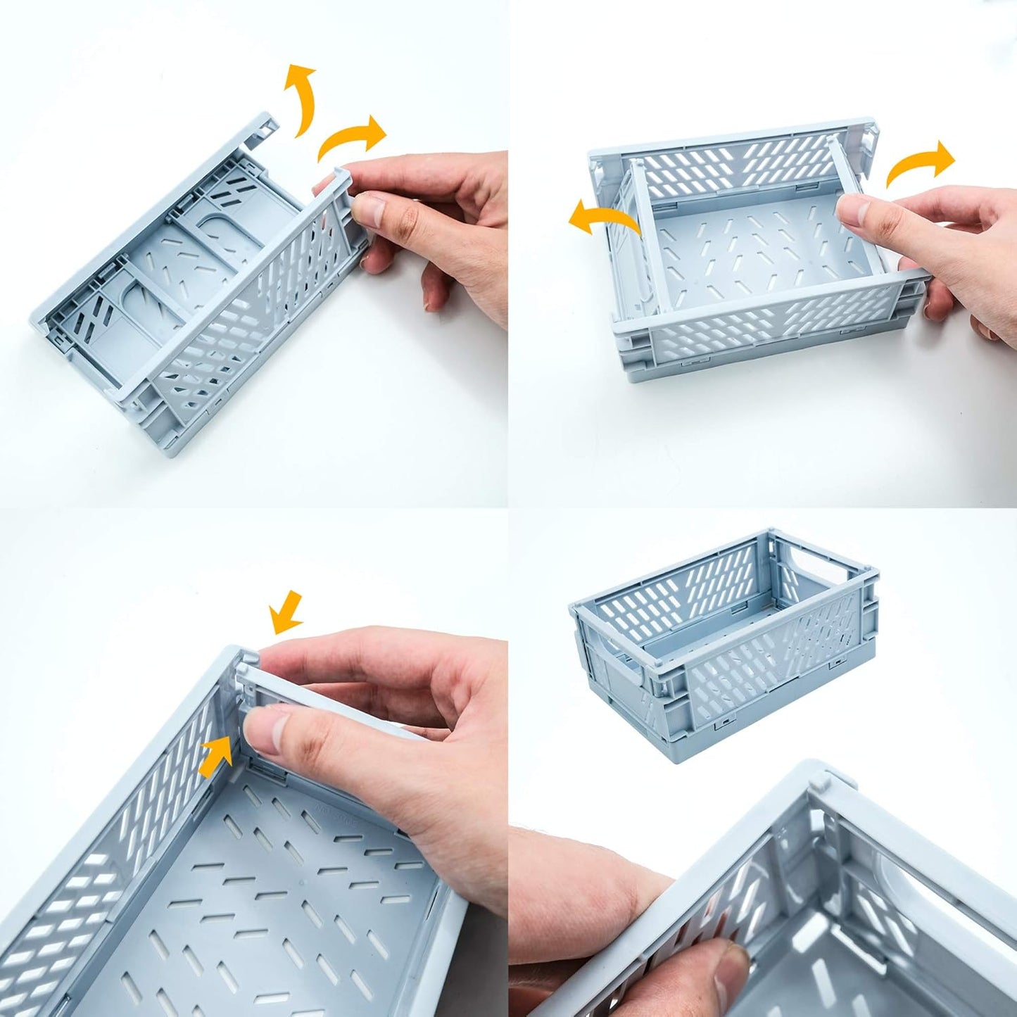 4-Pack Mini Plastic Storage Baskets – Stackable & Foldable Home Organizer for Kitchen, Bathroom, Office & More (5.9 x 3.8 x 2.2 in)