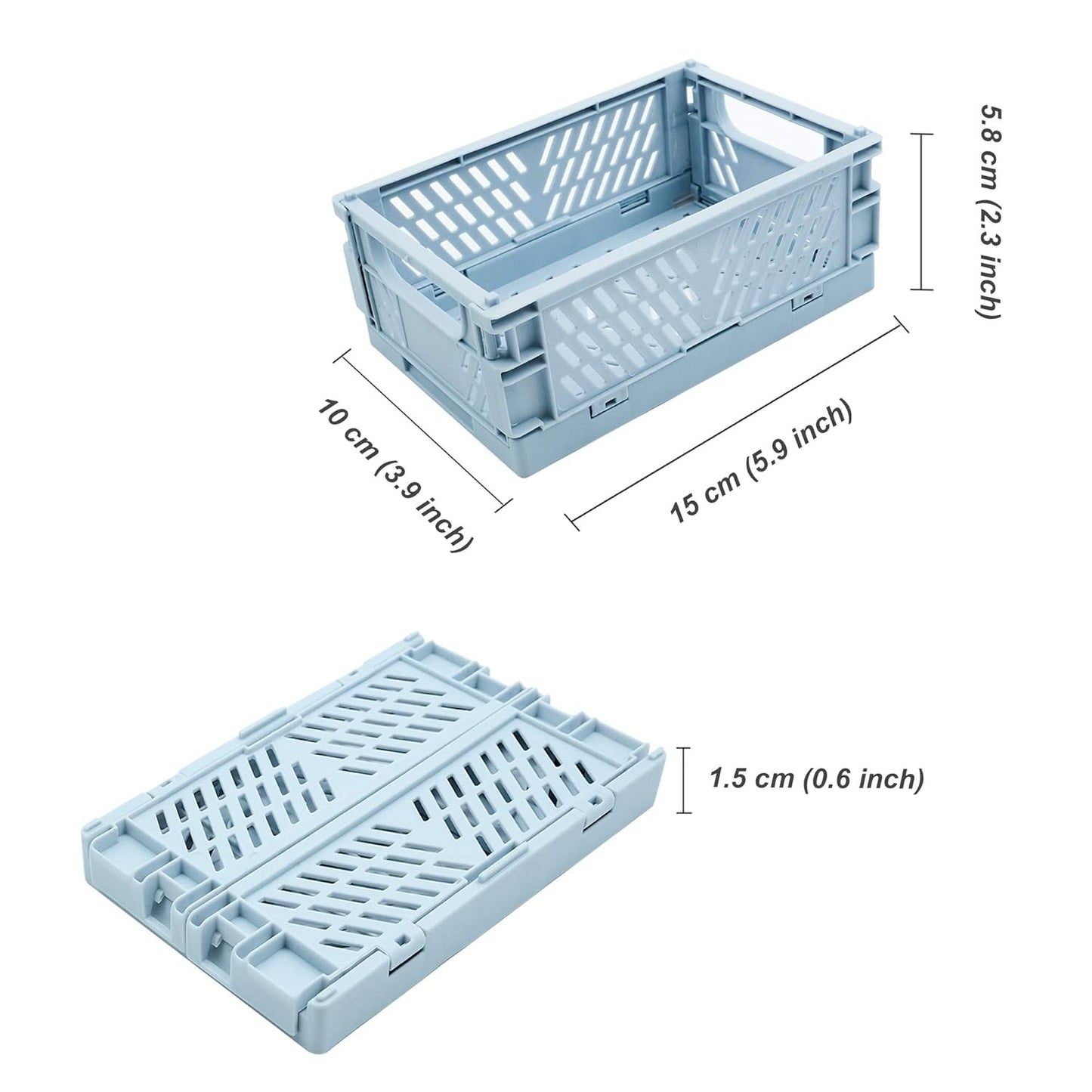 4-Pack Mini Plastic Storage Baskets – Stackable & Foldable Home Organizer for Kitchen, Bathroom, Office & More (5.9 x 3.8 x 2.2 in)