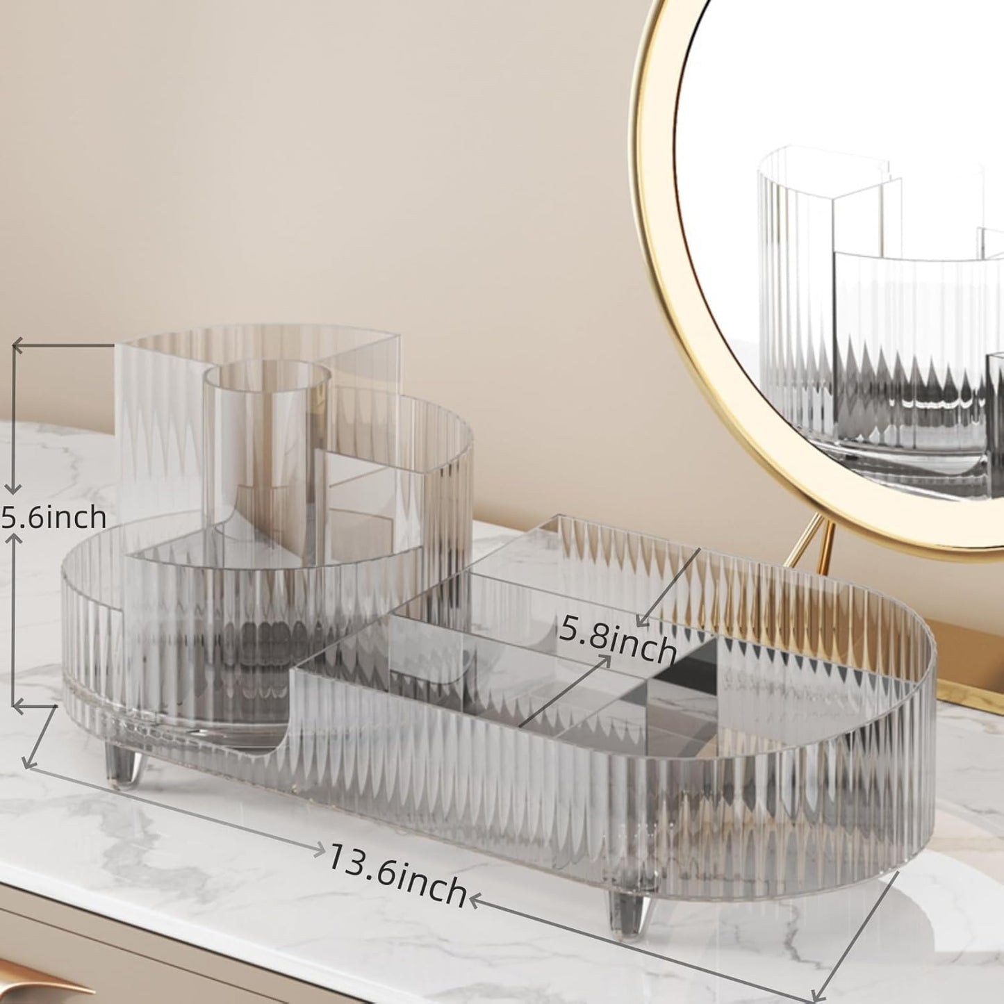 Rotating Makeup Organizer – 360° Crystal Clear Large Capacity Cosmetic Display Case, Fits Brushes, Lipsticks & Skincare