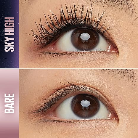 Maybelline Lash Sensational Sky High Washable Mascara, Volumizing & Lengthening Makeup for Full, Defined Lashes, Buildable Formula, Blackest Black, 1 Count